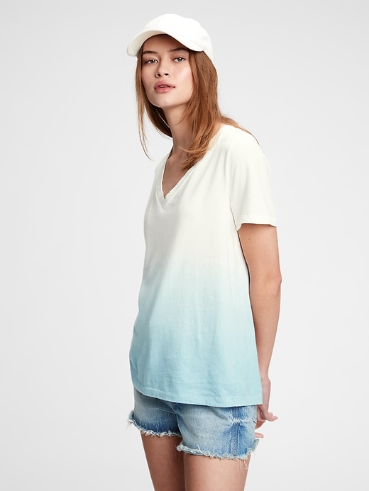 Ombré Cotton outlet V-Neck Shirt