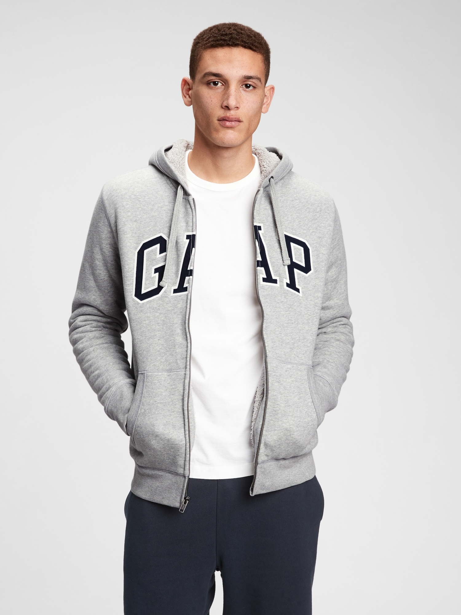 Gap Logo Sherpa-Lined Full-Zip Hoodie  Hoodies, Sherpa lined hoodie,  Sherpa hoodie