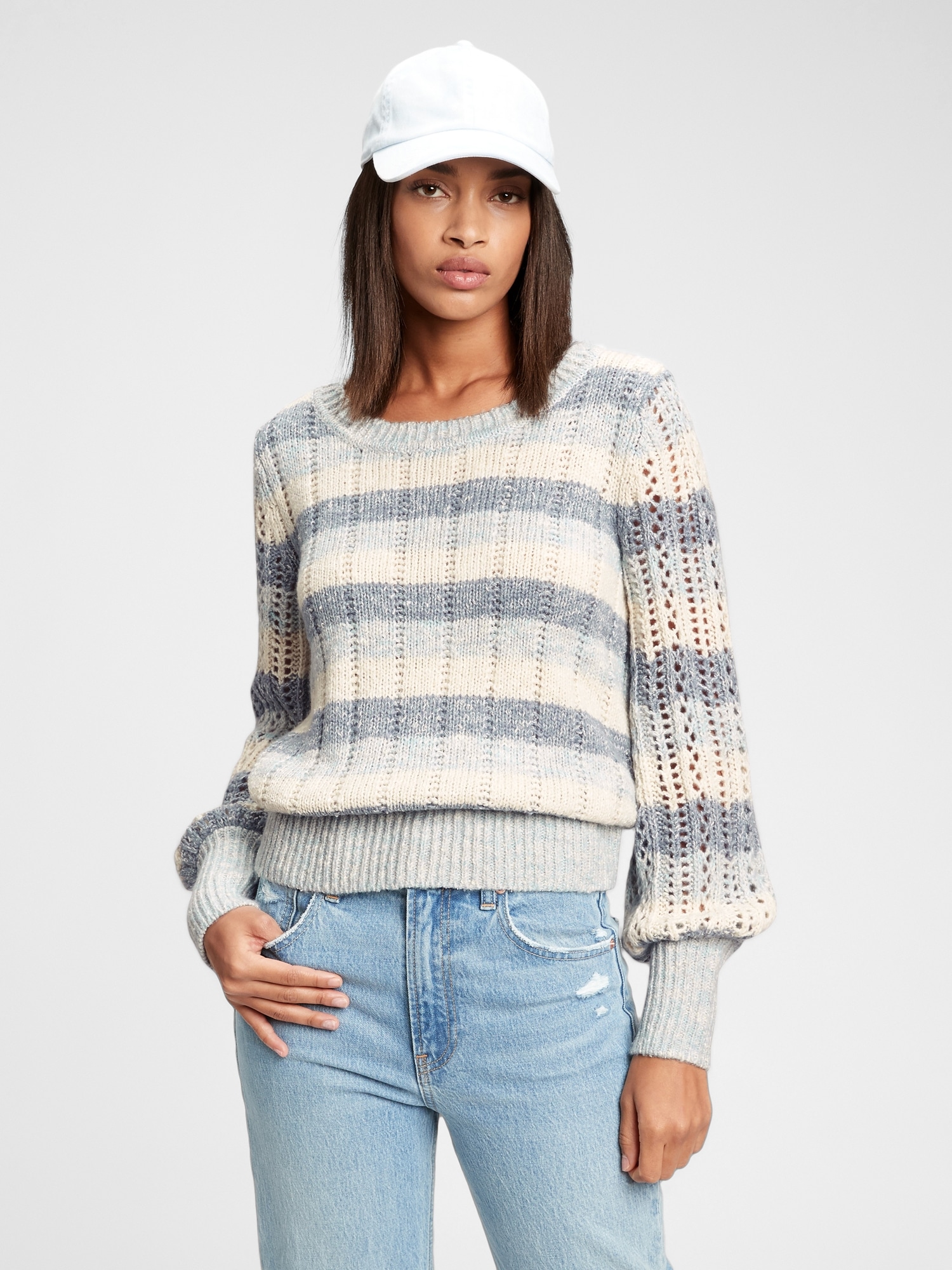 Women's Pointelle Crewneck Cardigan