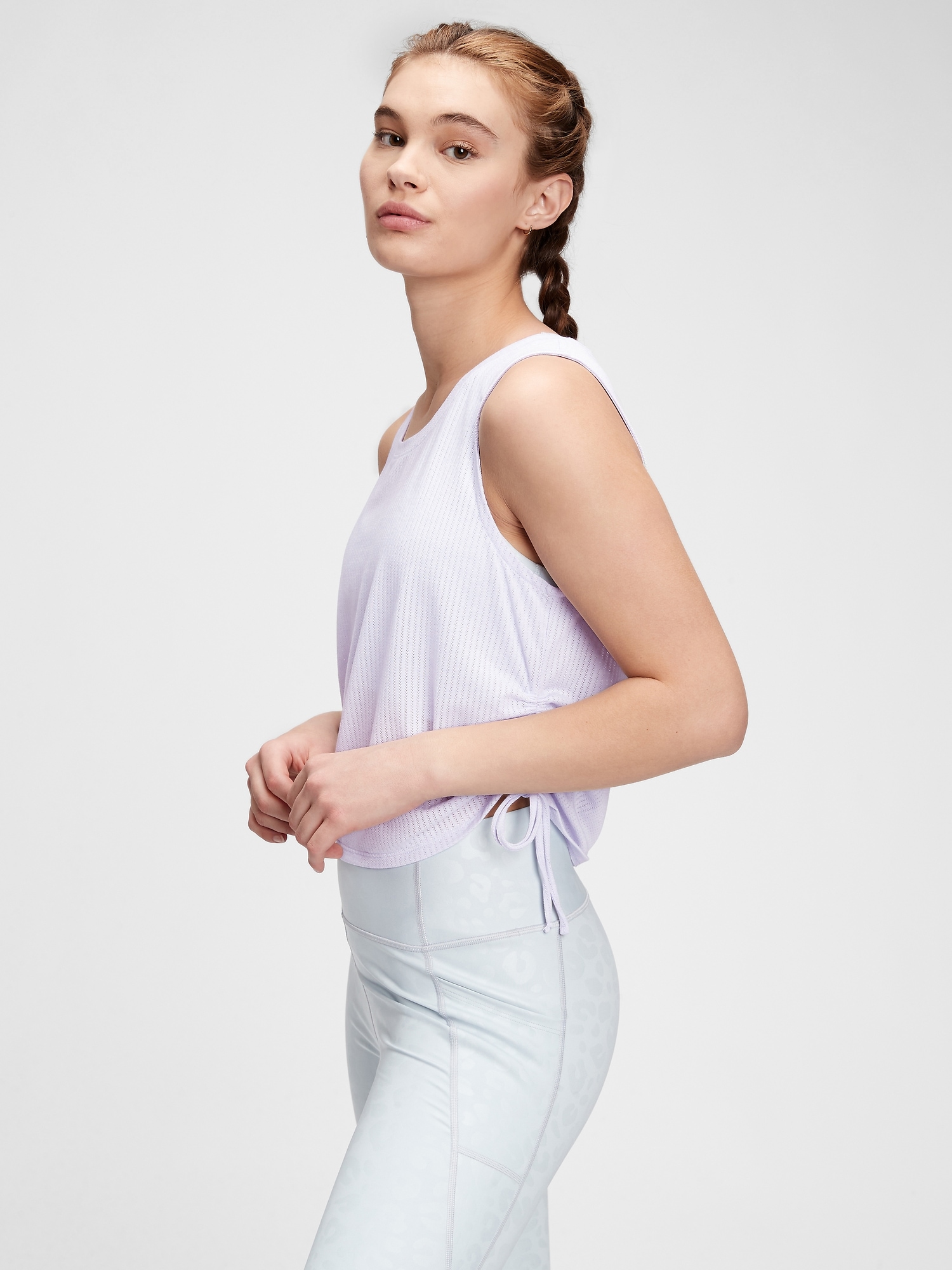 GapFit Breathe Pointelle Ruched Side Tank Top