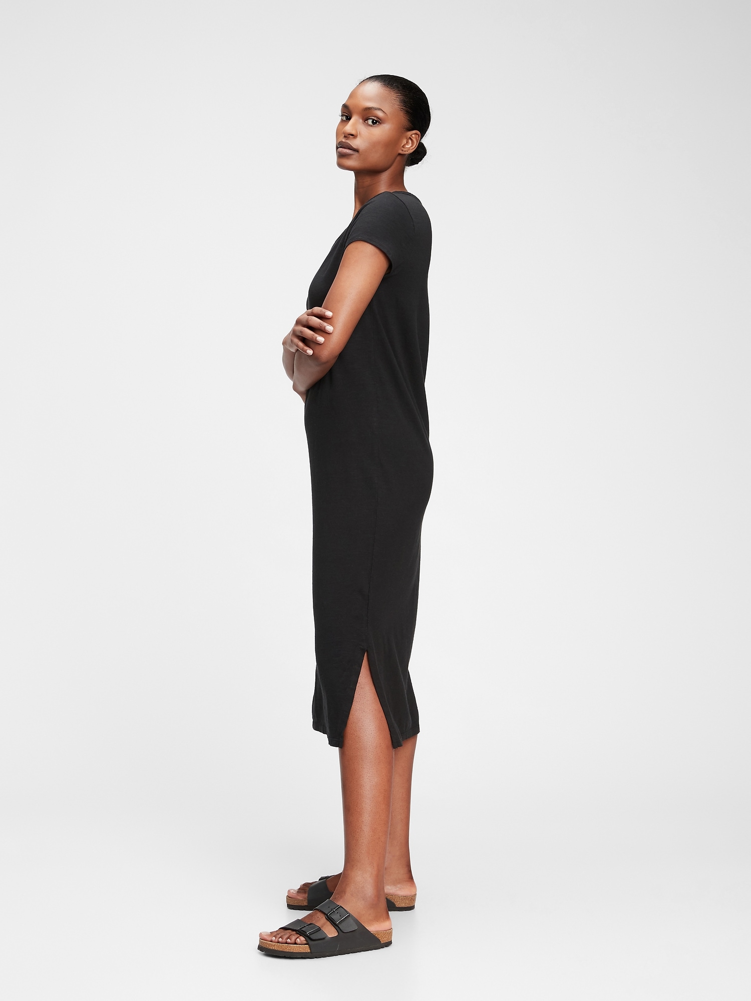 black midi t shirt dress