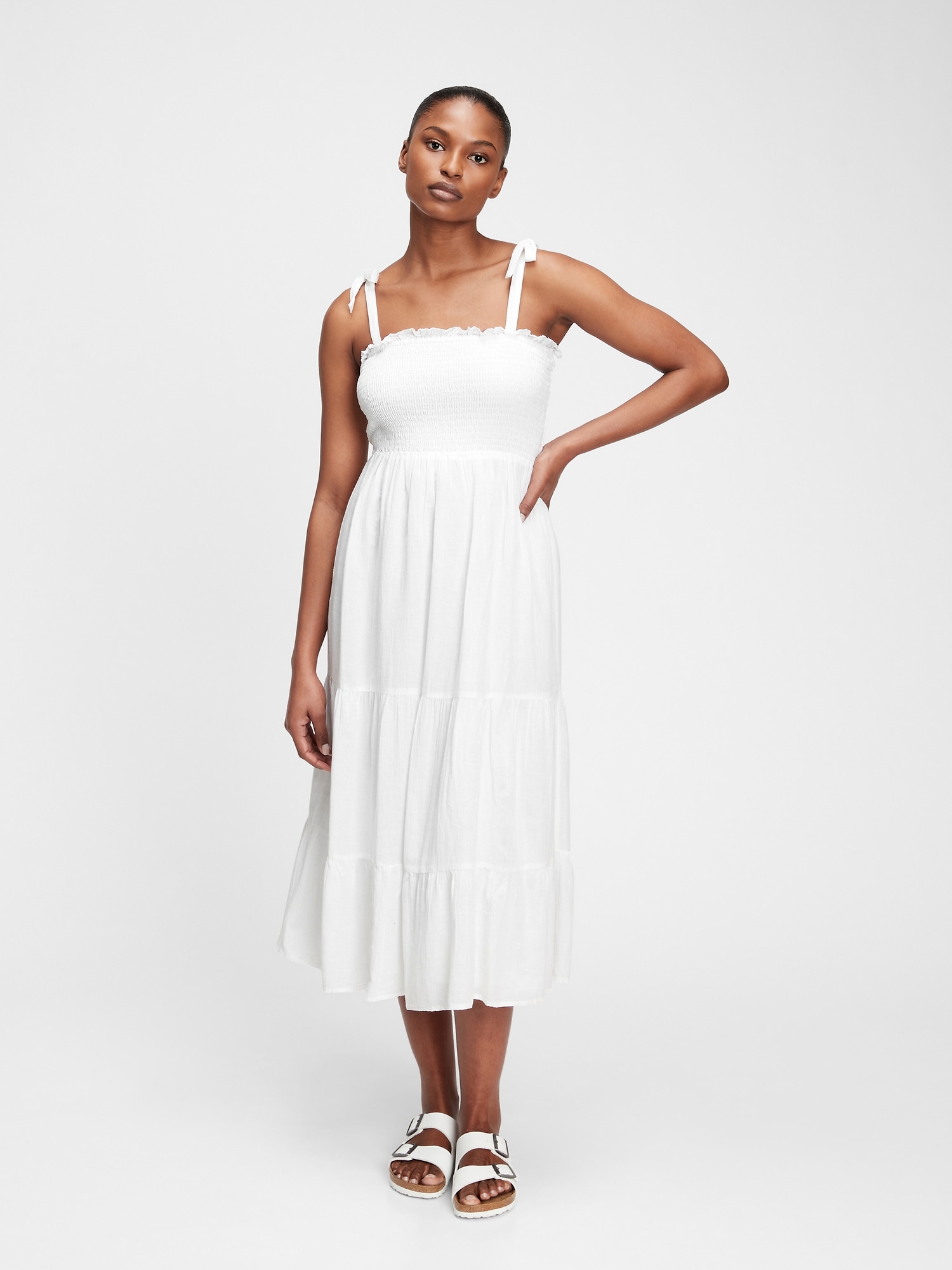 white smock maxi dress