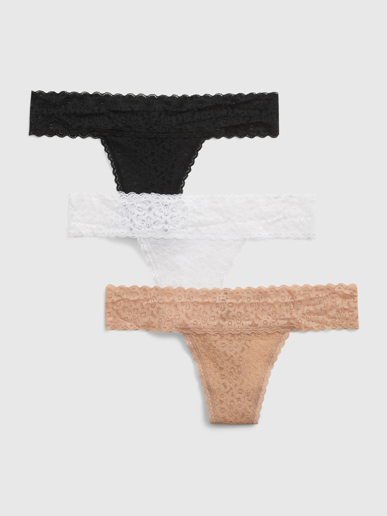 3-pack lace thongs