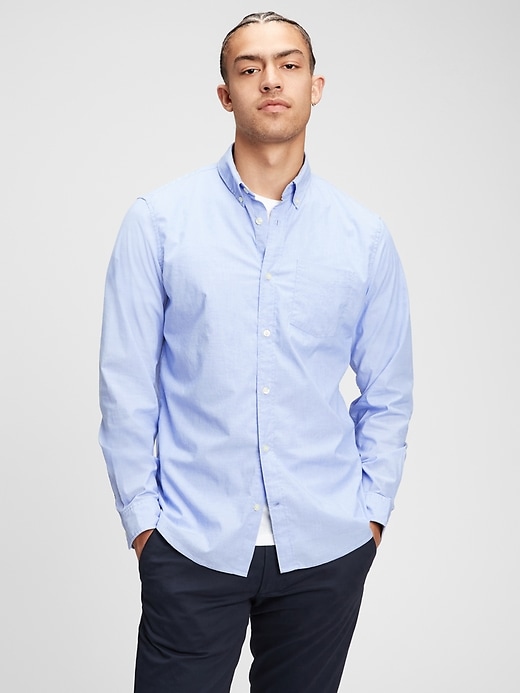 Voir une image plus grande du produit 1 de 1. Chemise en popeline extensible d’aspect usé, coupe standard