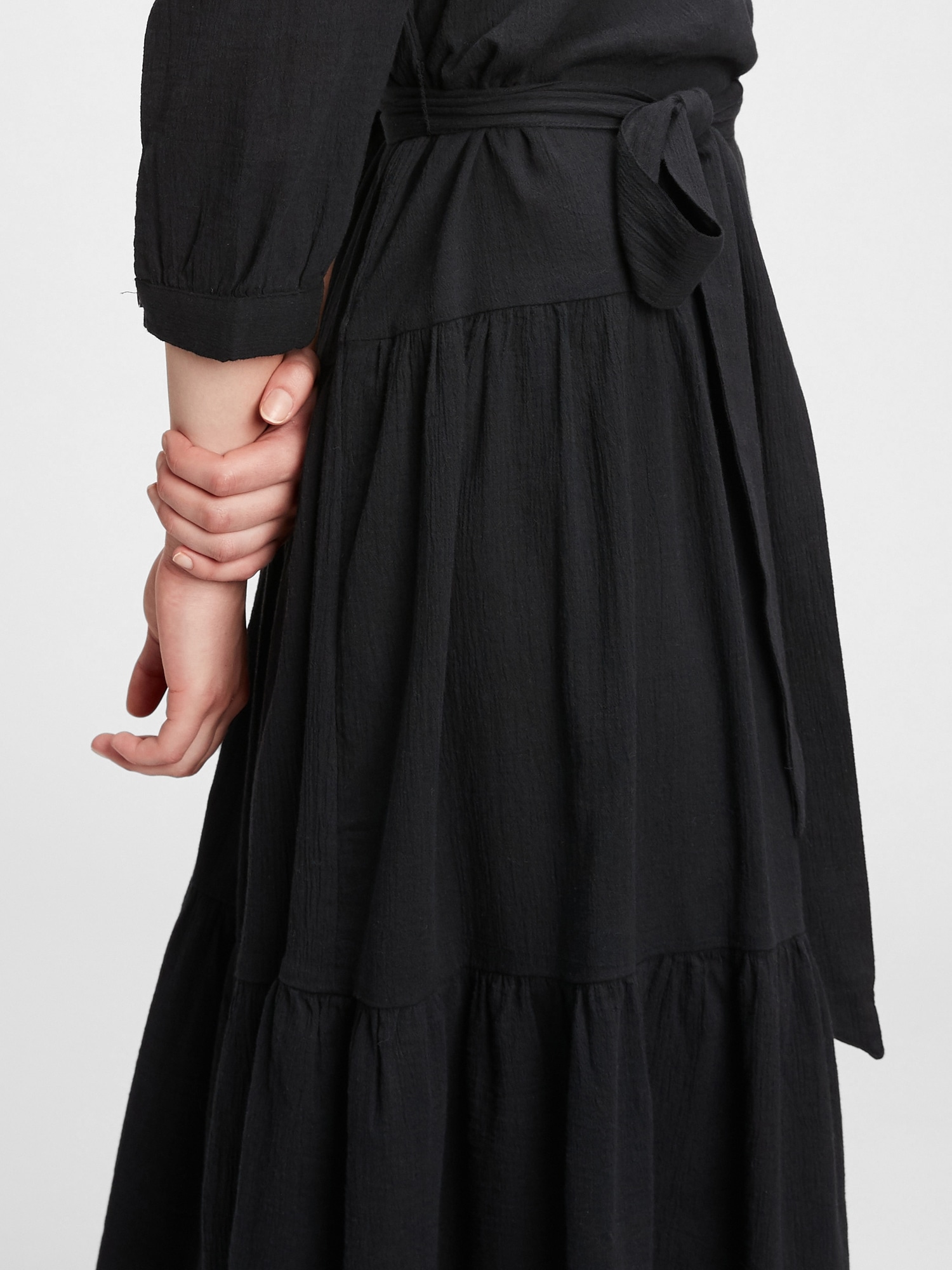 Three-Quarter Sleeve Tiered Maxi Dress