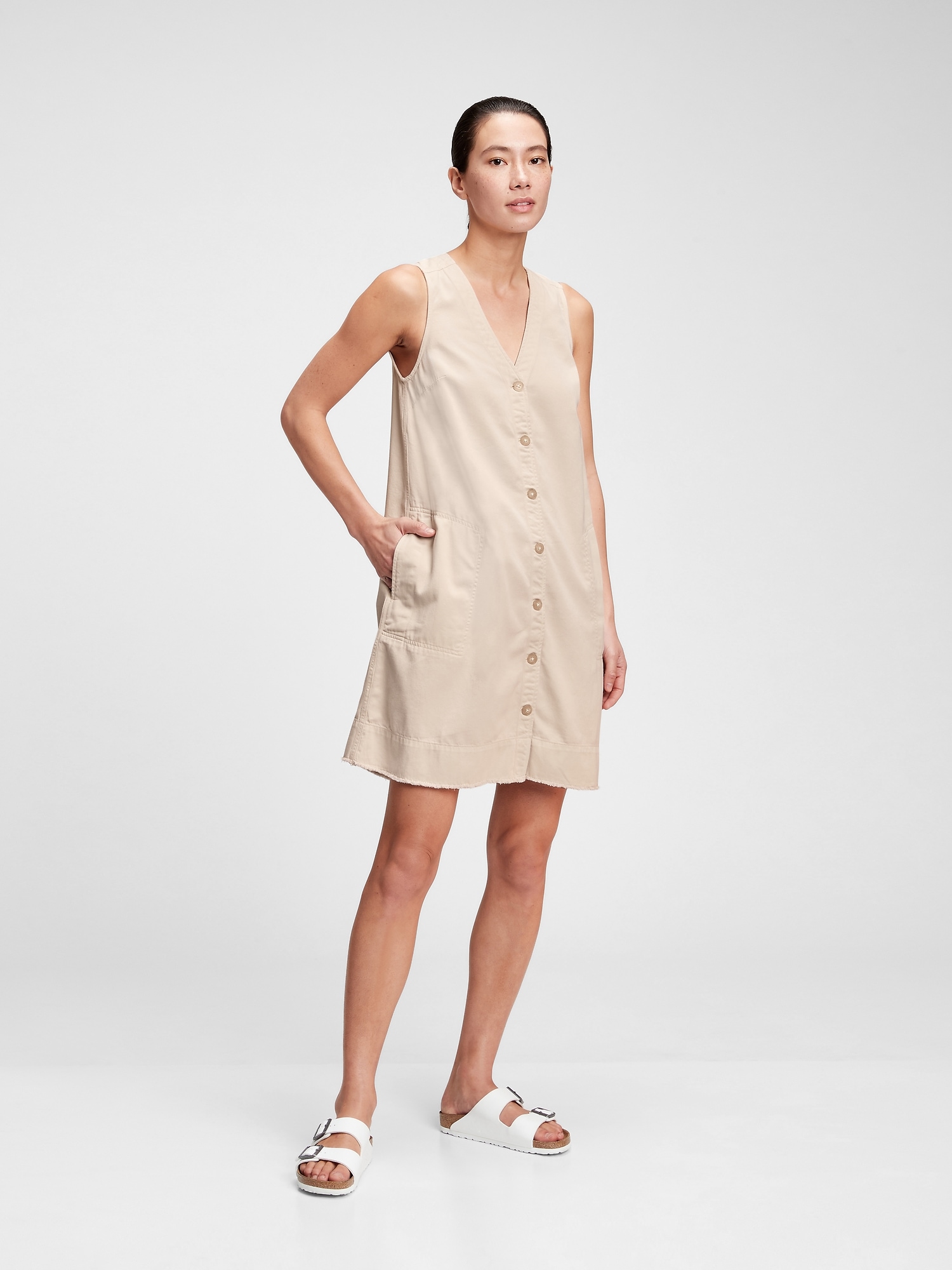 Sleeveless V-Neck A-Line Dress | Gap