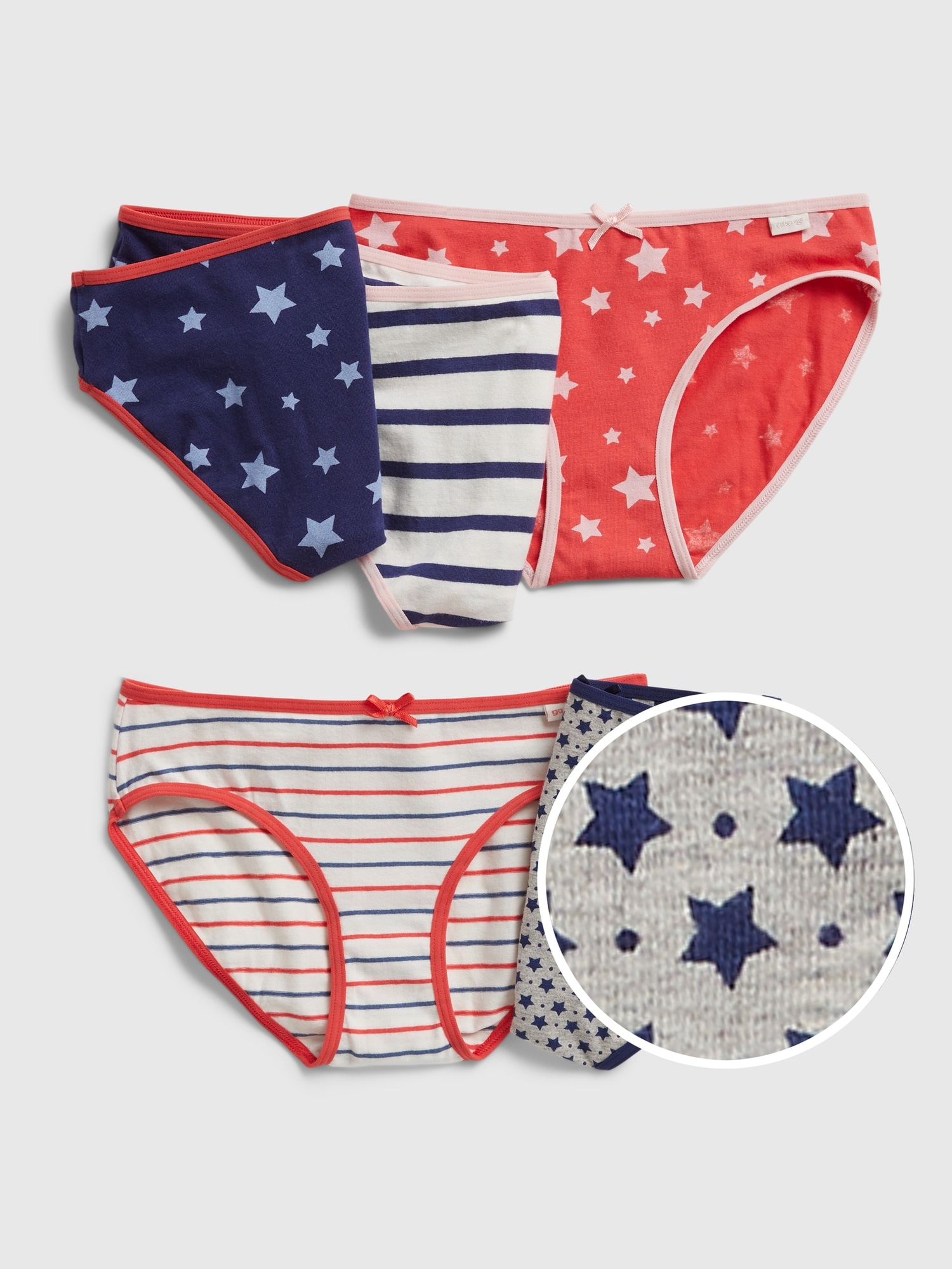 Kids Organic Cotton Stars and Stripes Bikini Briefs (5-Pack)