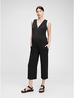 Gap Maternity Button-Front Terry Jumpsuit purple - 720719023