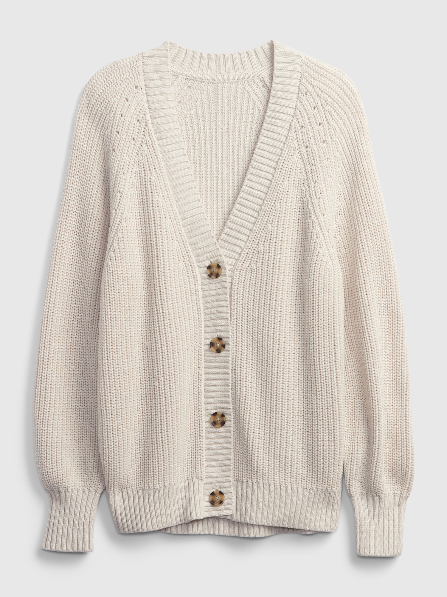 Boyfriend Shaker-Stitch Cotton Cardigan | Gap