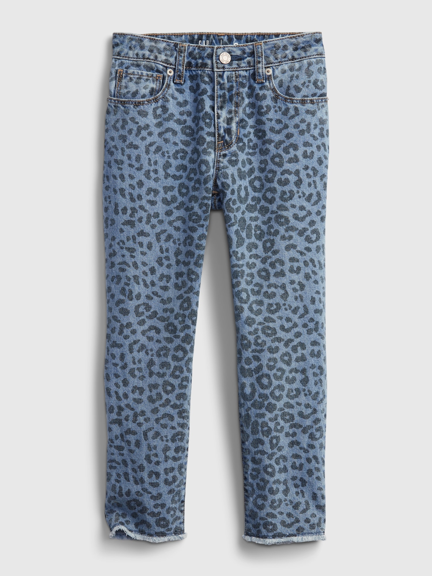 Gap Kids Mid Rise Leopard Print Girlfriend Jeans with Washwell&#153 beige. 1