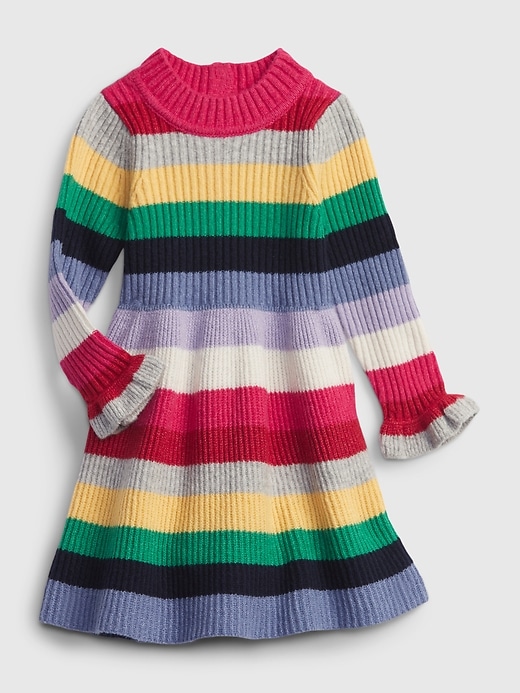 Image number 1 showing, Baby Mockneck Rib Stripe Sweater Dress