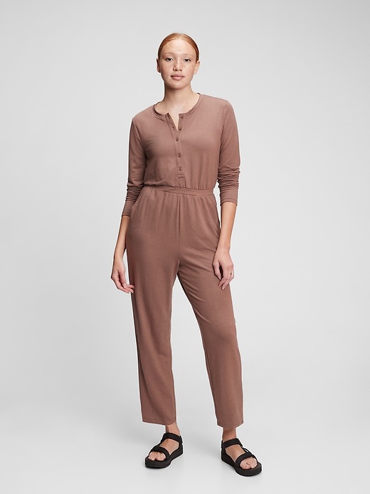 View large product image 1 of 1. Henley Jumpsuit