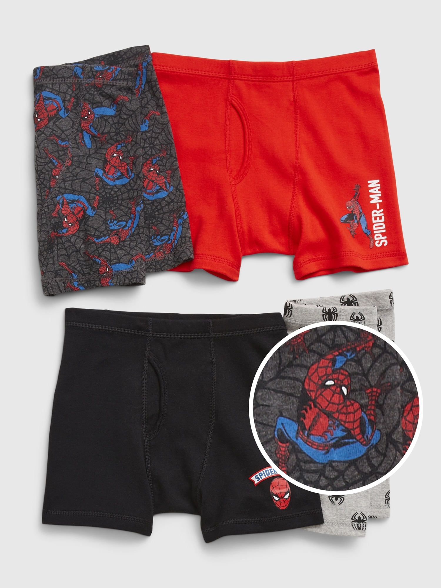 Spiderman Boys' Boxer Brief Multipacks with Multiple Print Choices  Available in Sizes 4, 6, 8, 10, and 12