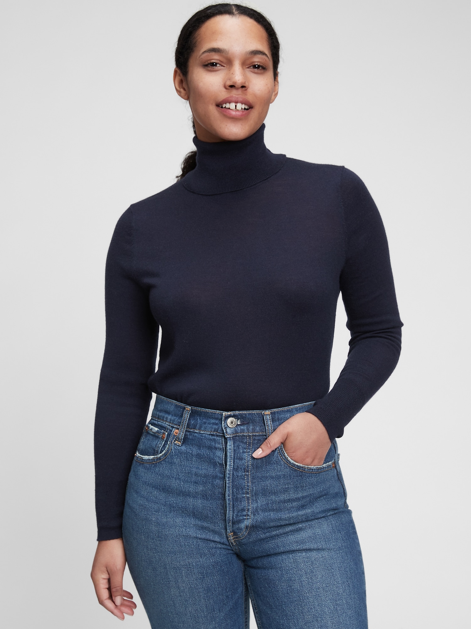 Navy blue turtleneck outlet sweater