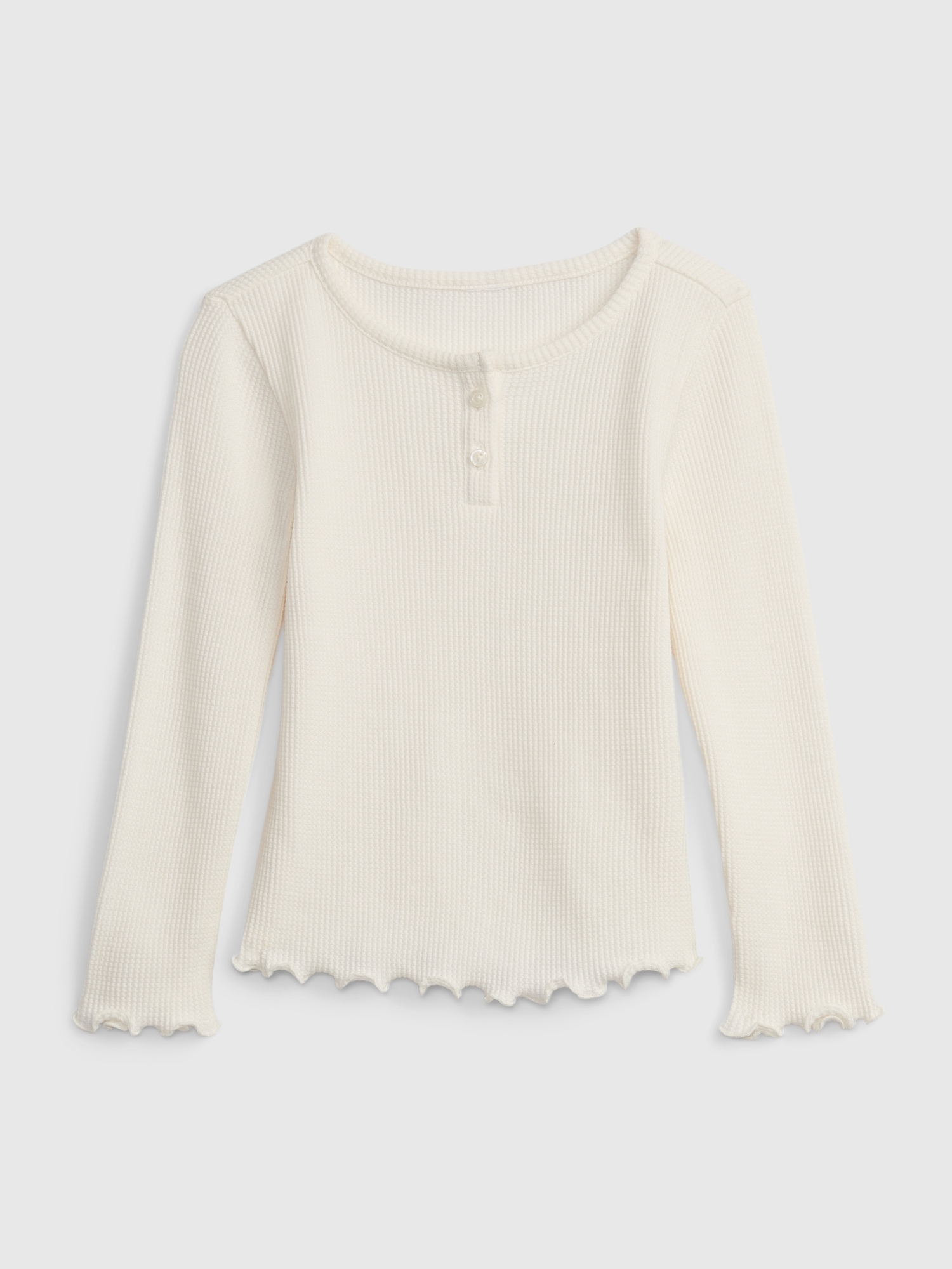 Waffle-knit Henley top - Light beige - Kids