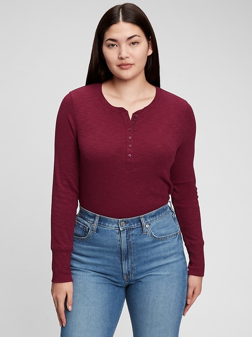 Ribbed Henley T Shirt Gap