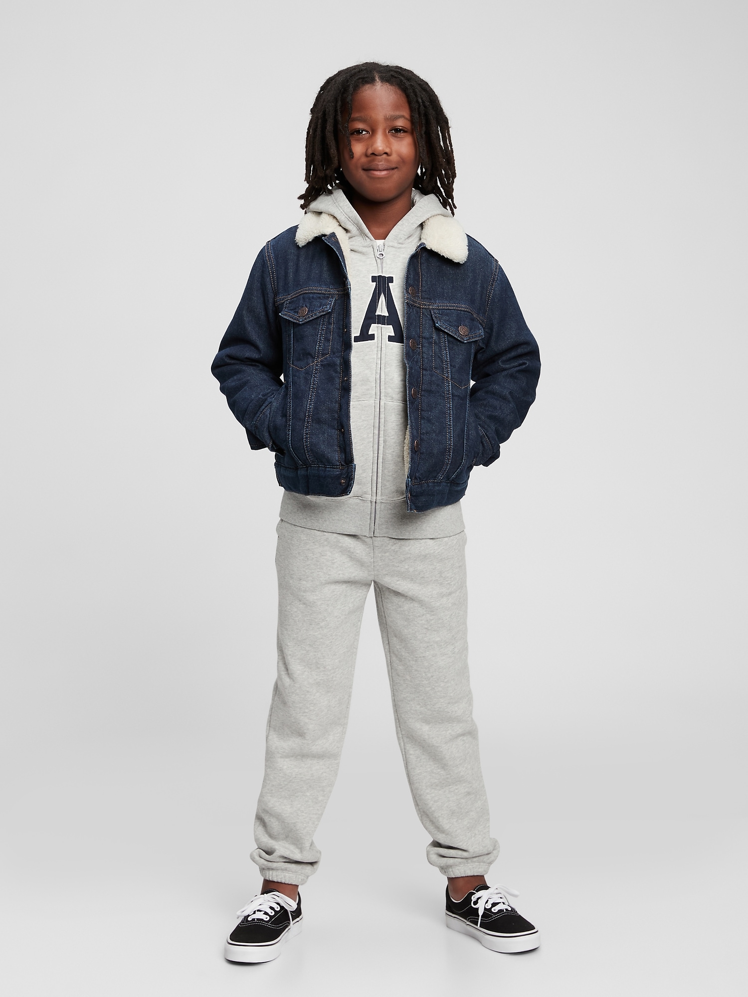 Kids denim cheap sherpa jacket