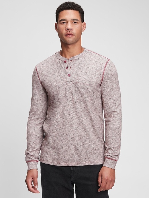 View large product image 1 of 1. Marled Henley T-Shirt