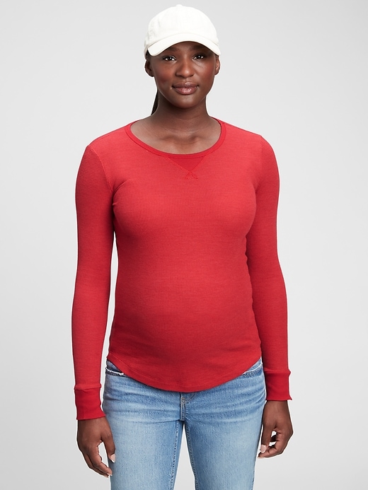 View large product image 1 of 1. Maternity Waffle Crewneck T-Shirt