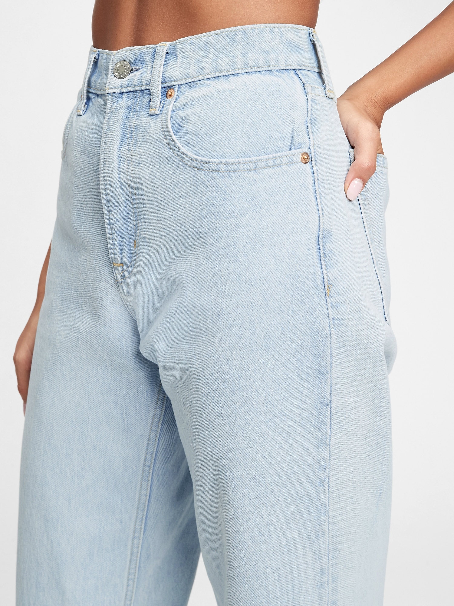 High Rise Barrel Jeans with Washwell | Gap