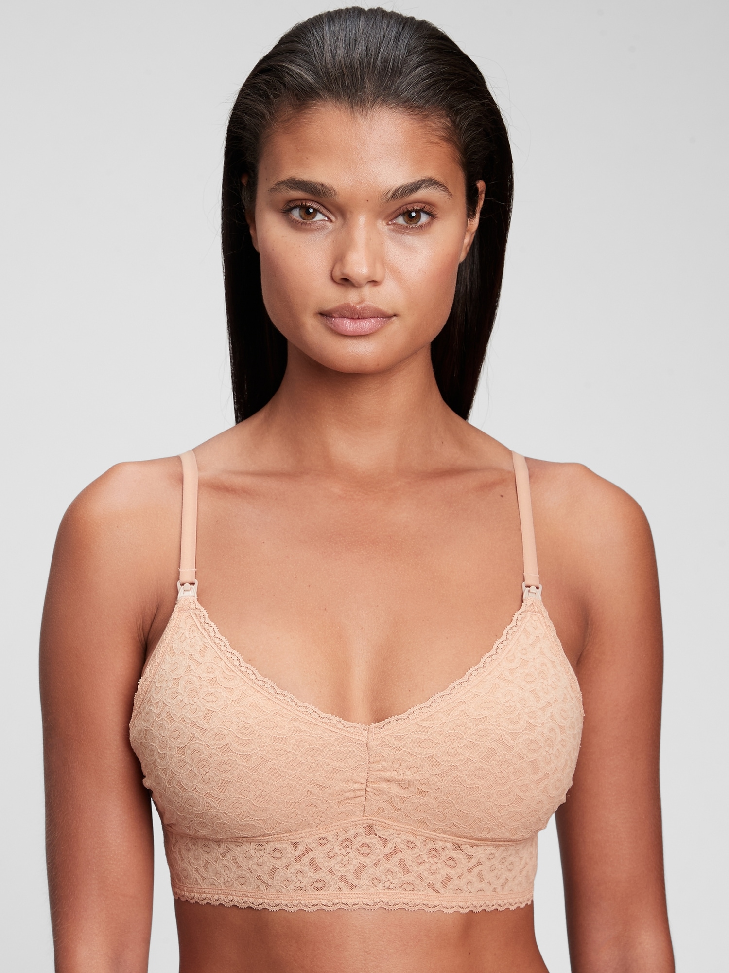 Lace Front Open Nursing Bra Soft Lace Breathable Seamless
