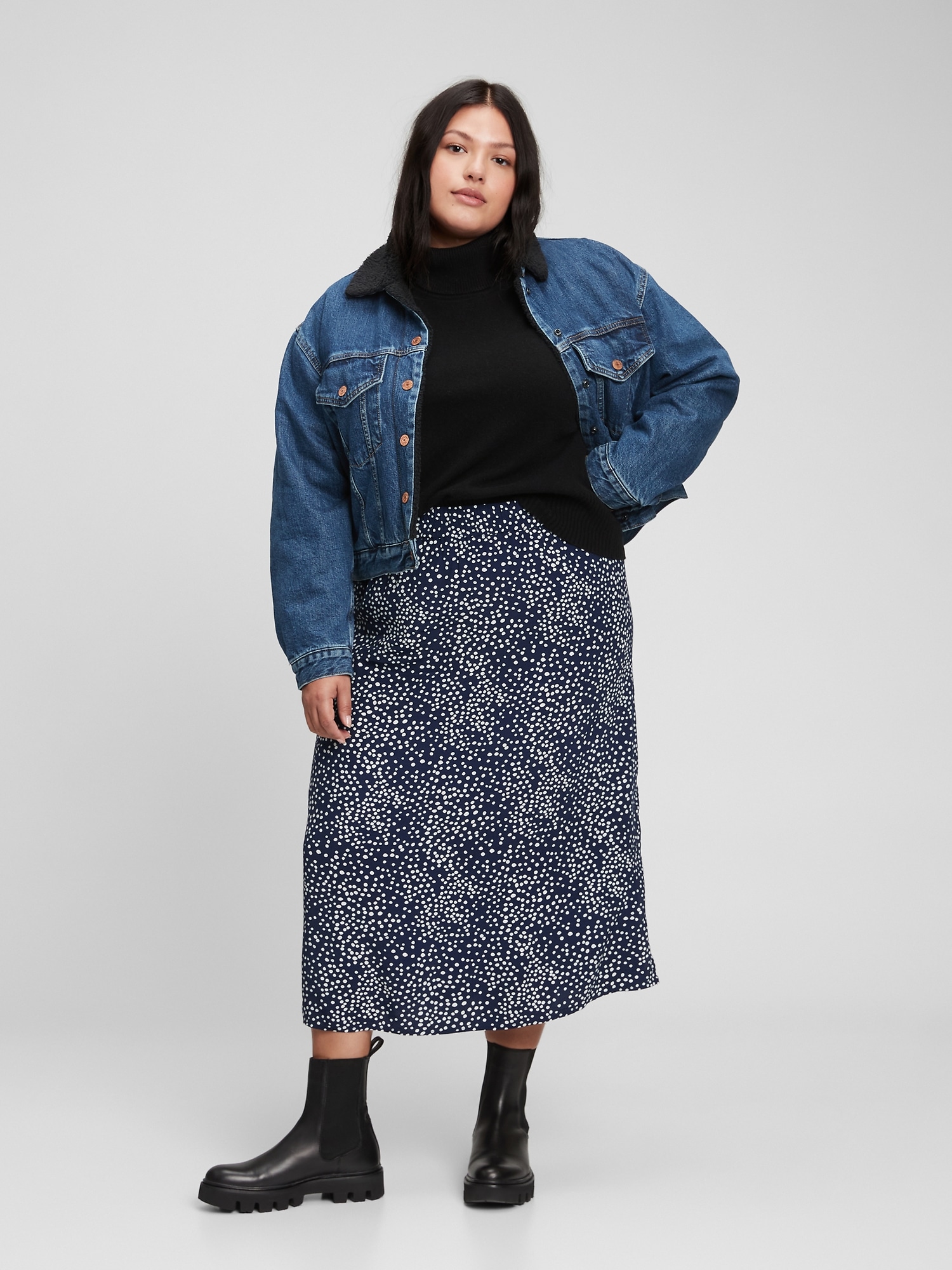 Plus size midi outlet skirt 08