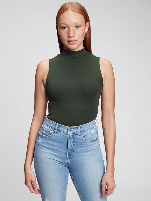 Modern Sleeveless Mockneck T-Shirt