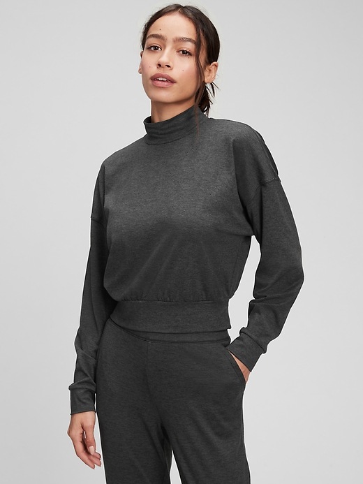 Brushed Jersey Cropped Mockneck Sweatshirt | Gap