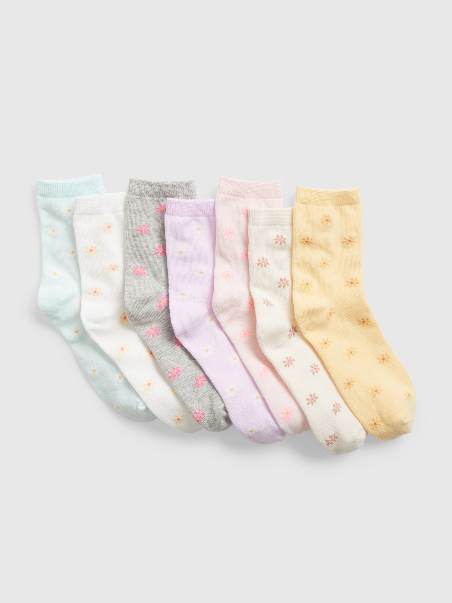 Kids Flower Crew Socks (7-Pack)