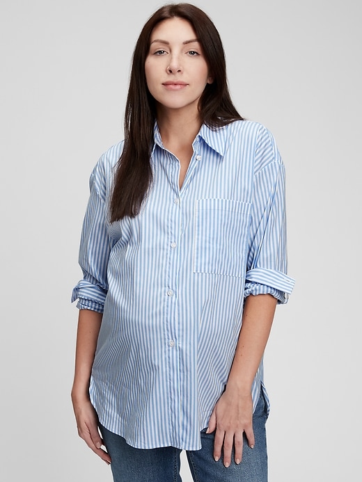 Image number 3 showing, Maternity Button-Front Shirt