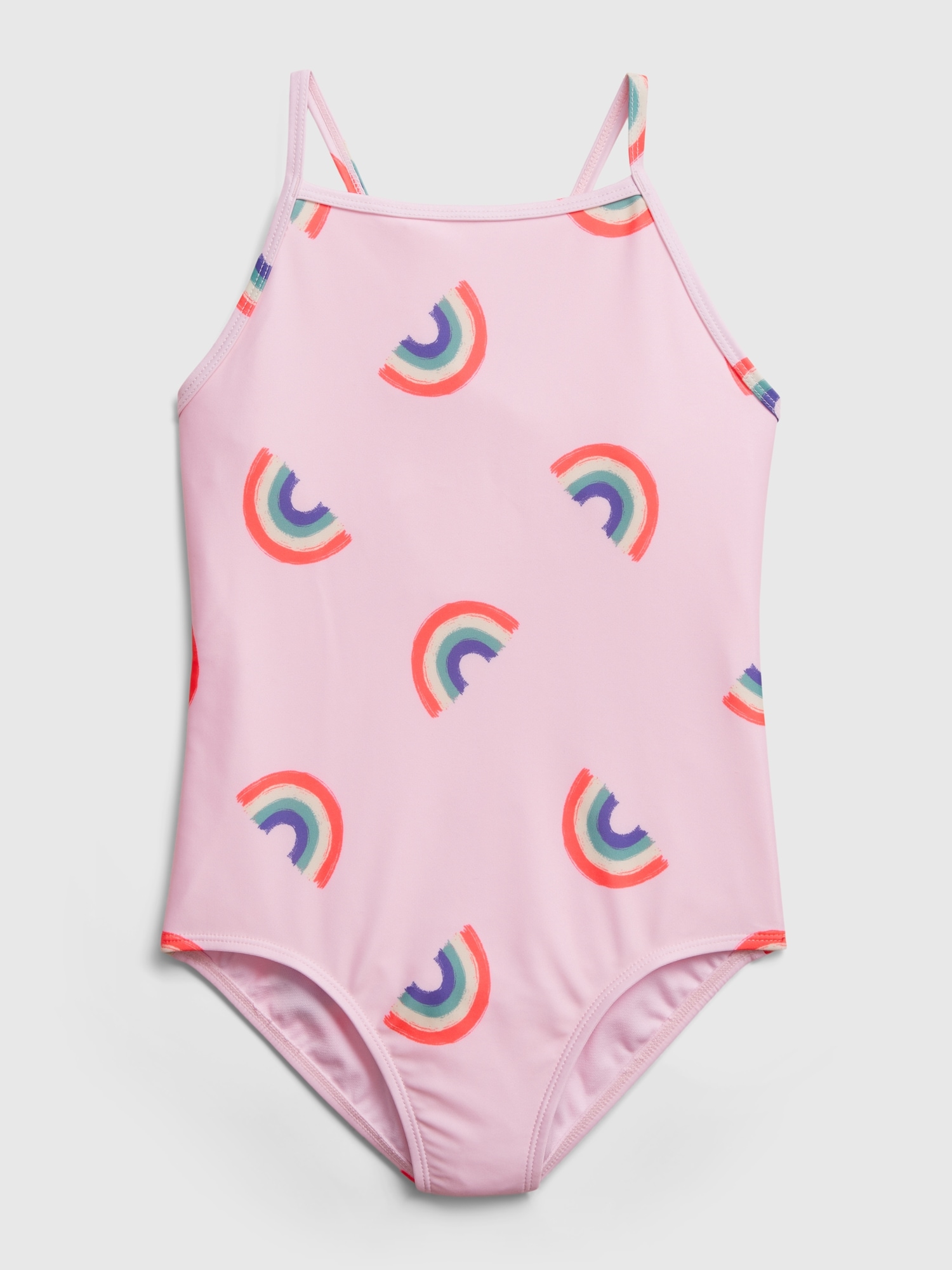 Gap Kids Recycled Print Swim One-Piece pink. 1