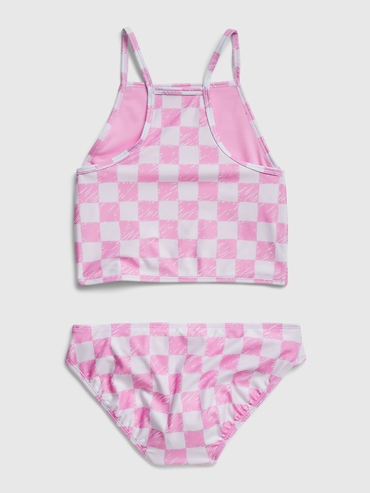 Kids Teens Purple Tankini Swimsuit Girls Swimwear Bathing Suit Plaid Crop  Top with Bottoms Skirt Children Bikini Set