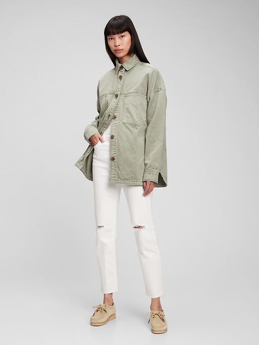 Gap Oversized Khaki Shirt Jacket with Washwell. 1