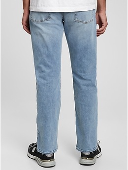 Gap Mens Straight Jeans with Washwell Medium Wash Denim Non-Stretch Blue  34x30