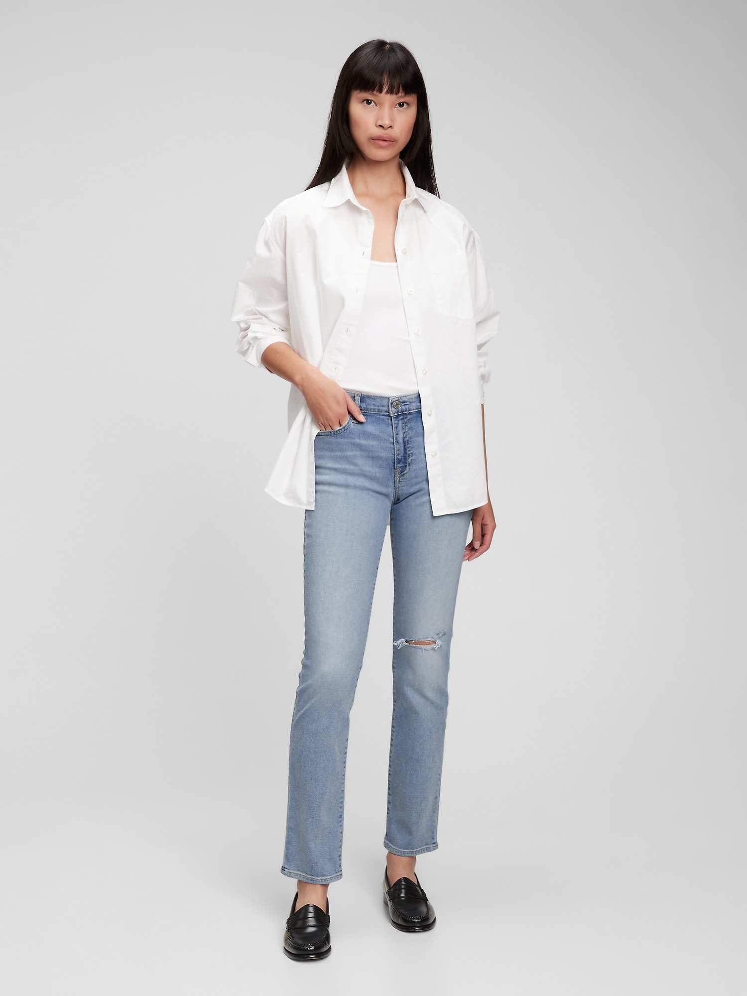 gap mid rise classic straight jeans