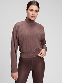 Brushed Jersey Cropped Mockneck Sweatshirt | Gap