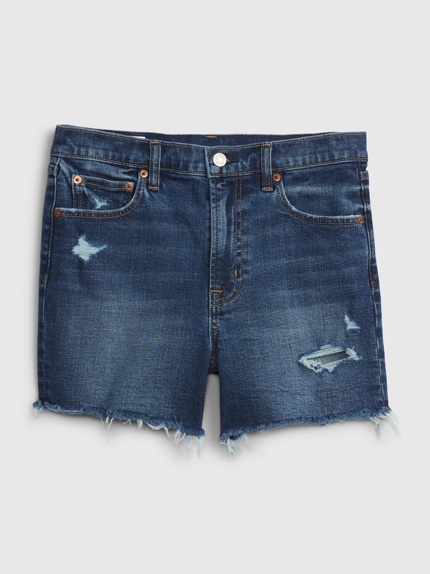 Madewell Relaxed Denim Shorts light Wash Button Fly Raw Hem Size 30. Waist  flat lay 19 inches Rise 12 inches Inseam 3 inches Id350