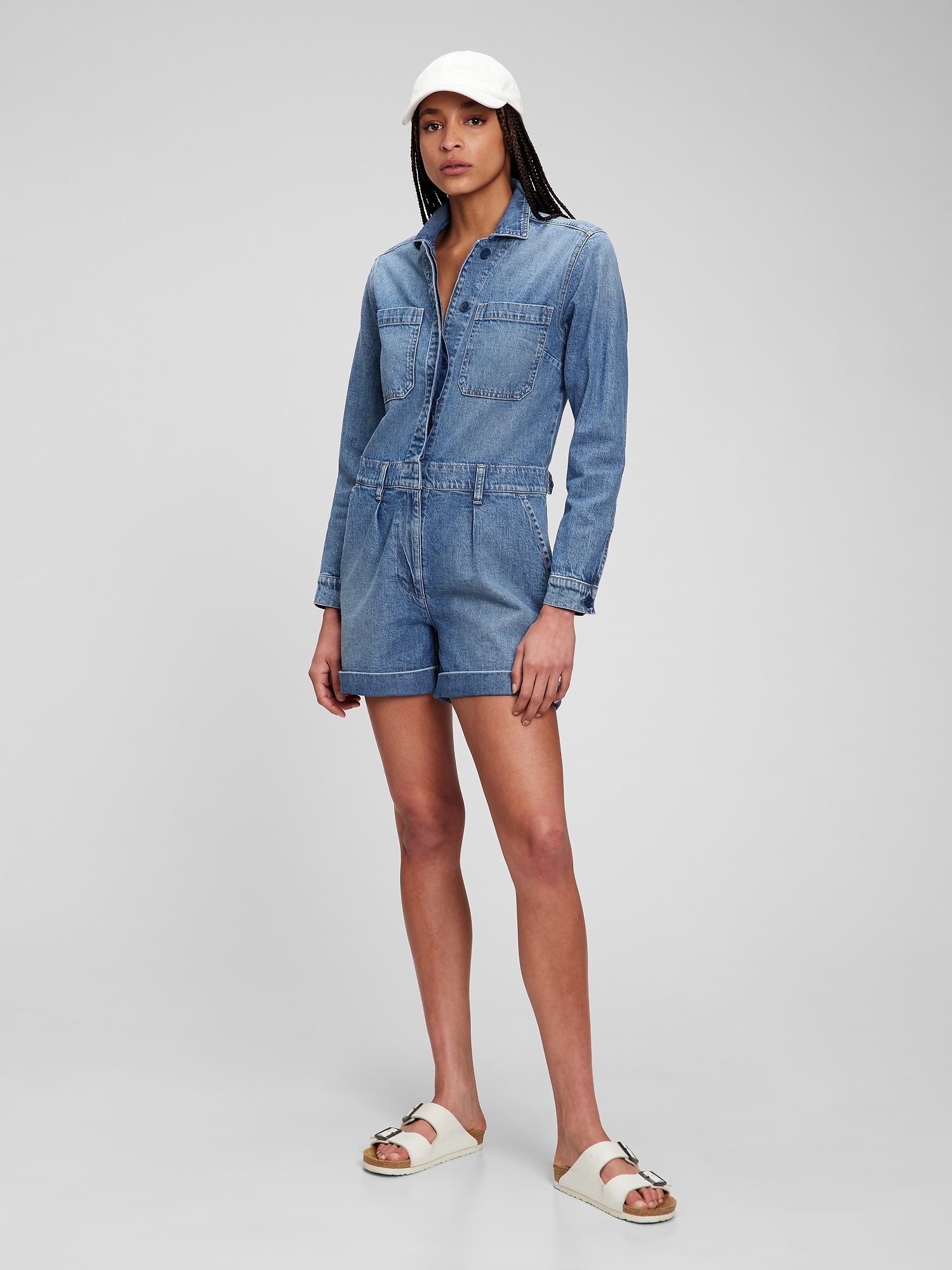 Gap denim utility store jumpsuit