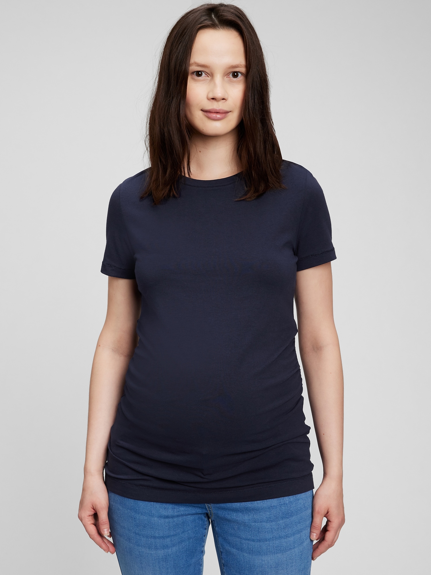 Gap Maternity Cotton Vintage Crew T-Shirt blue. 1