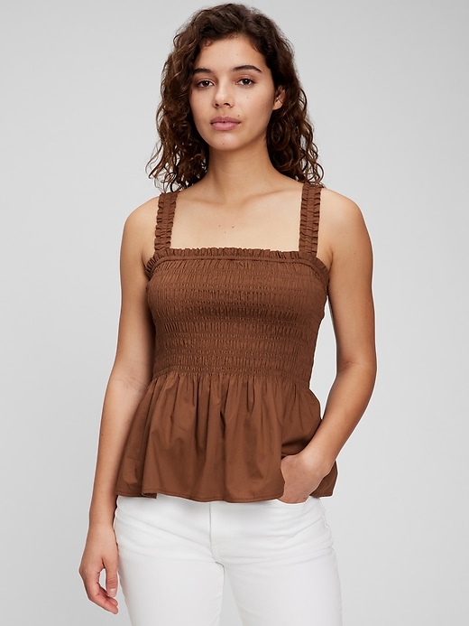 View large product image 1 of 1. Smocked Peplum Tank Top