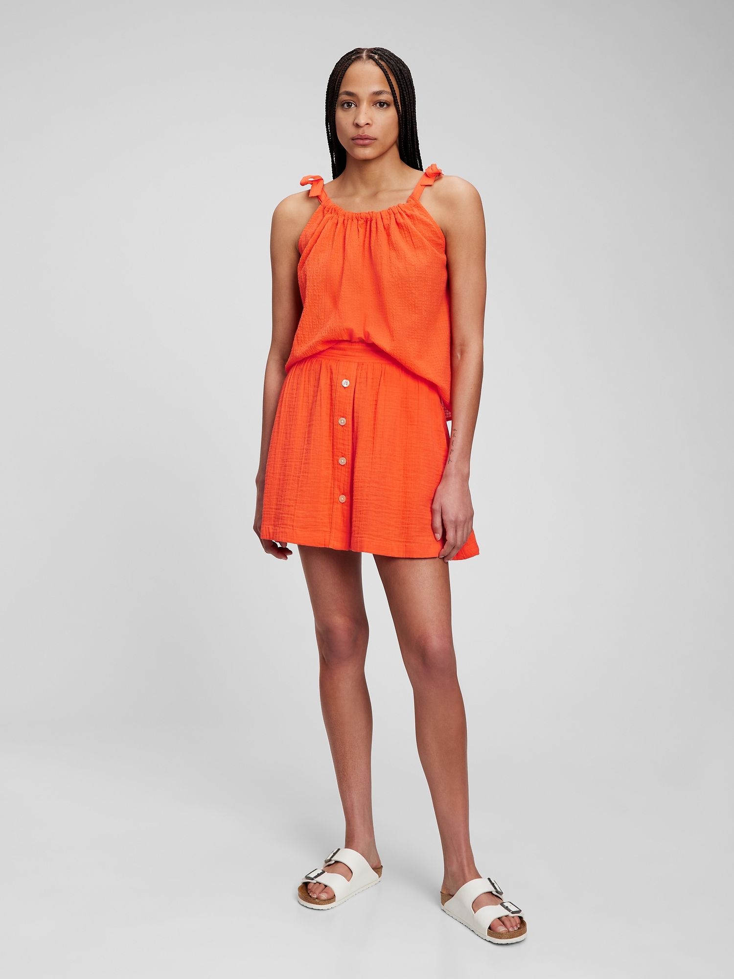 gap gauze ruffle hem dress