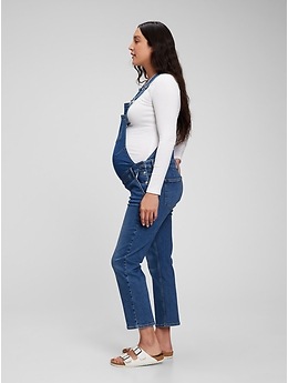 Isabel maternity blue denim overalls. #maternity - Depop