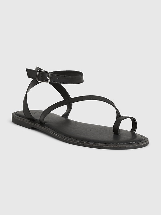 Gap Leather Ankle Wrap Strappy Sandals