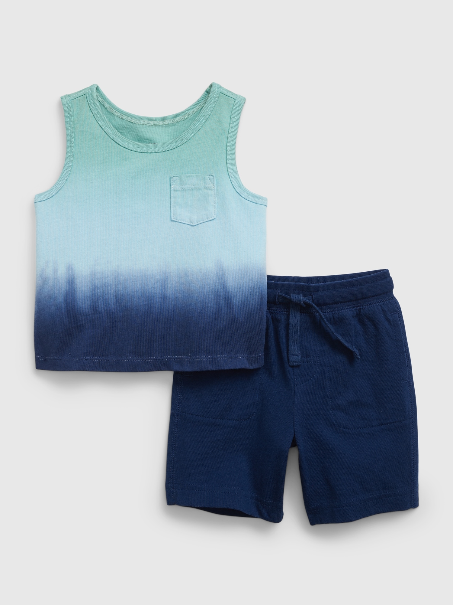 Gap Baby Organic Cotton Tank & Shorts Outfit Set blue. 1