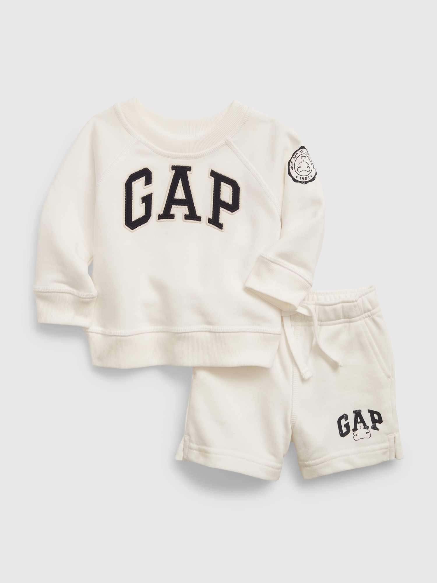 Gap Baby Gap Logo Sweat Shorts Set white. 1