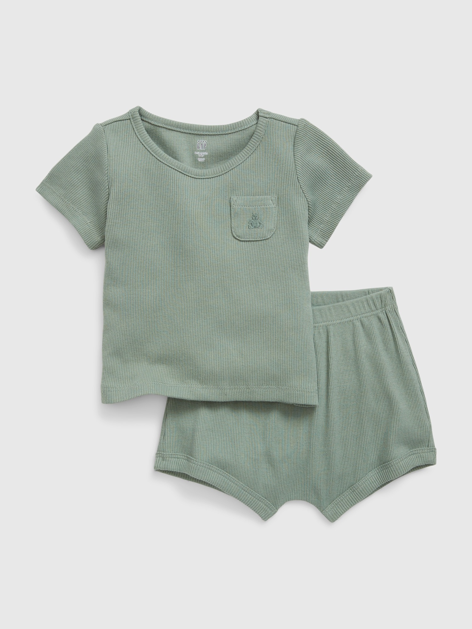 Gap Baby Rib 2-Piece Outfit Set green. 1