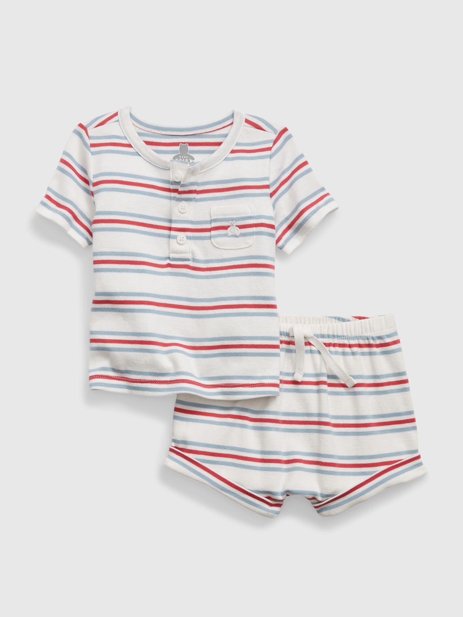 Gap Baby 100% Organic Cotton Henley Two-Piece Outfit Set white. 1