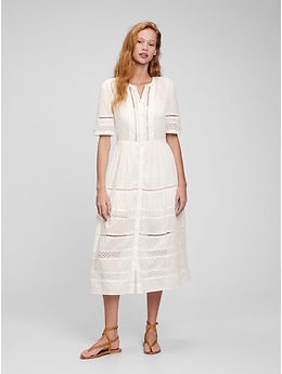 Lace Button-Front Midi Dress | Gap