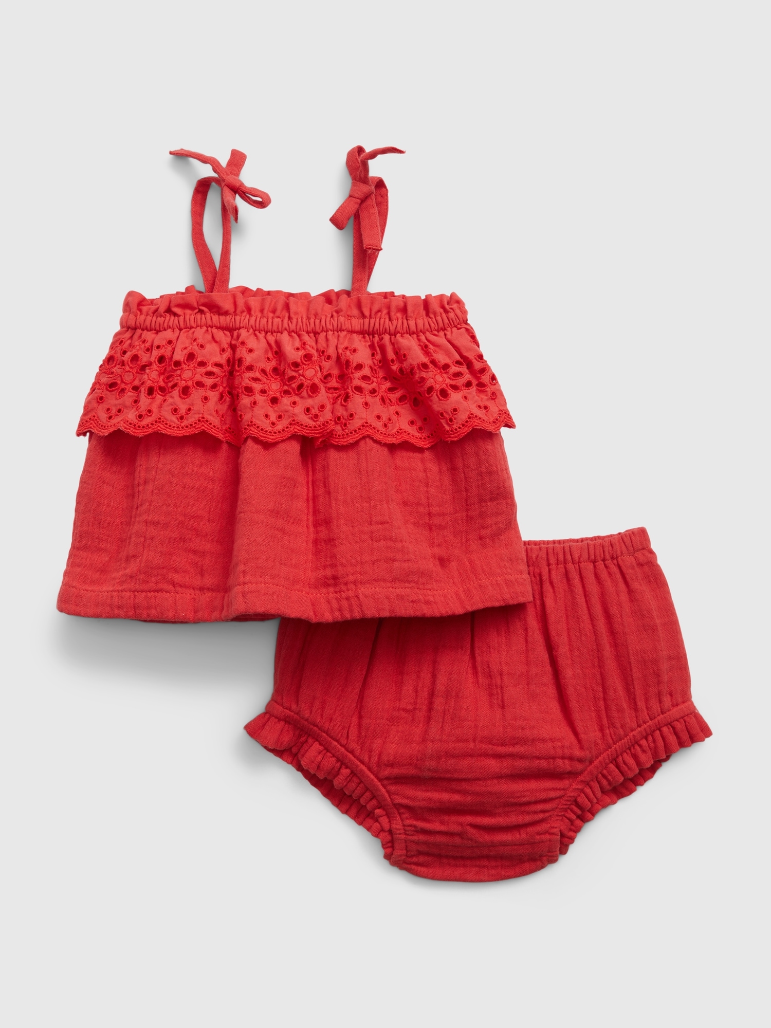 Gap Baby Eyelet Two-Piece Outfit Set red. 1