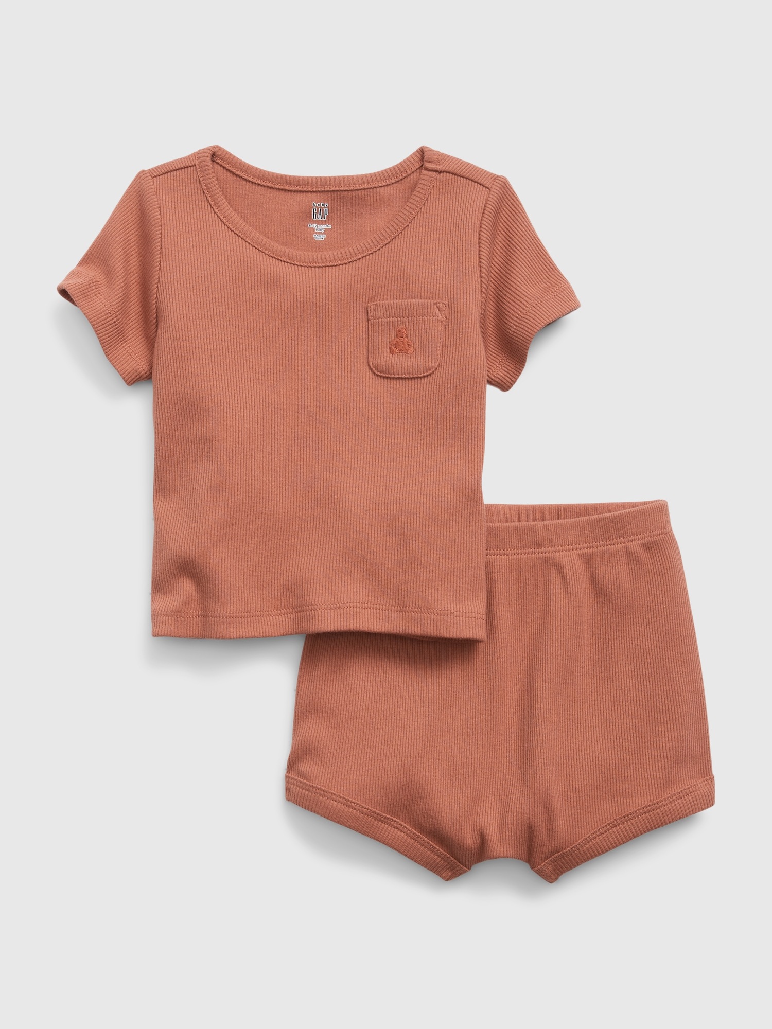 Gap Baby Rib 2-Piece Outfit Set brown. 1